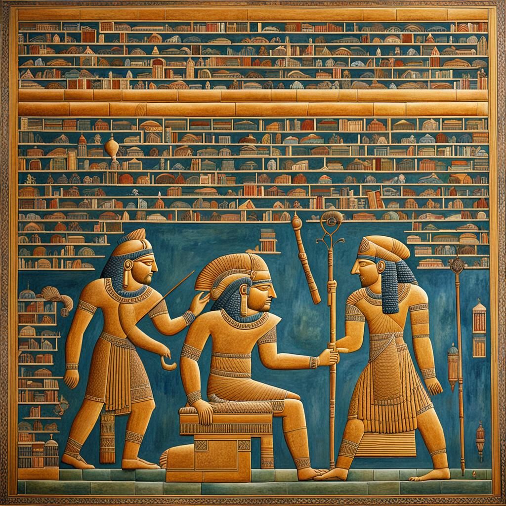 Detailed Painting of the Library of Ashurbanipal