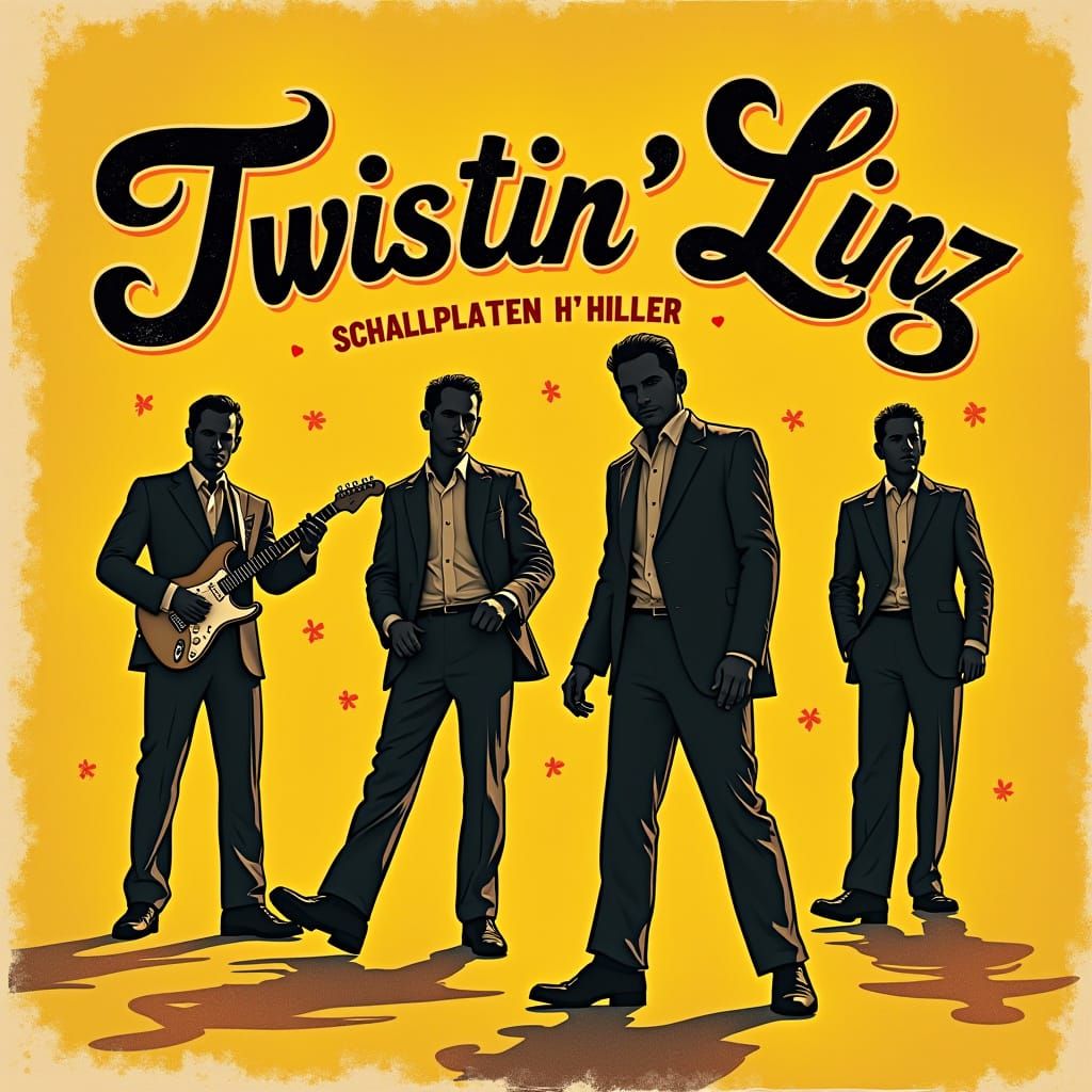 Vintage Rock 'n' Roll Vinyl LP Cover in Warm Yellow