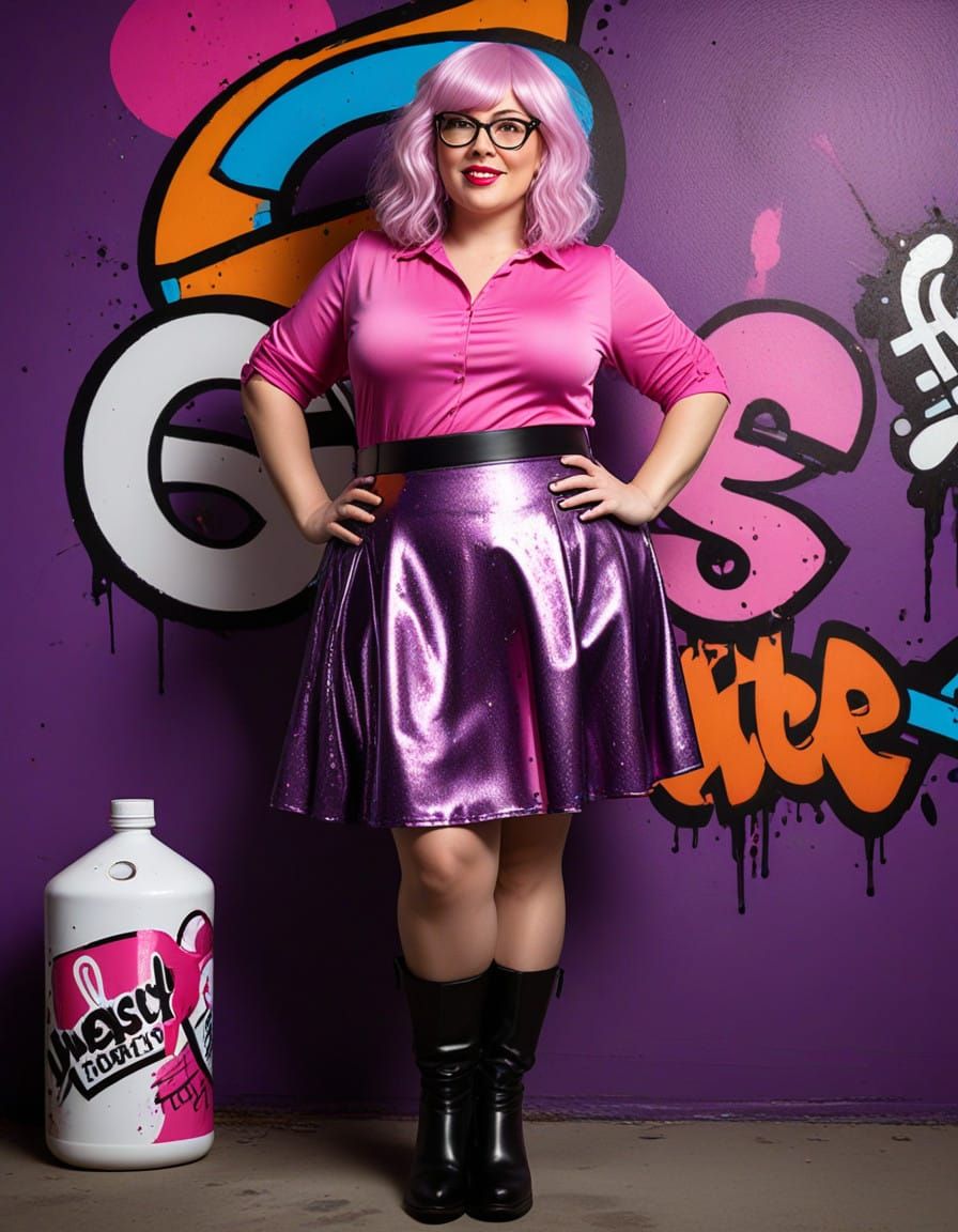 Alcohol Ink Portrait of Curvy Woman in Pop Art