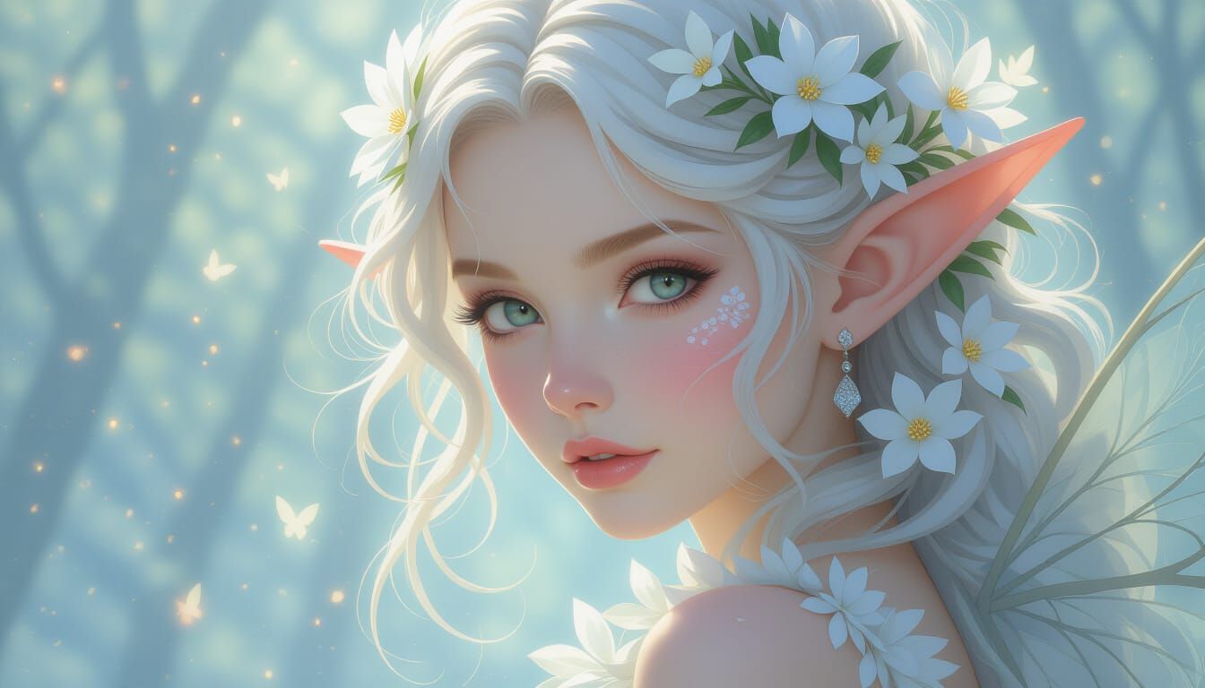 Luminescent Forest Fairy in Ethereal Landscape