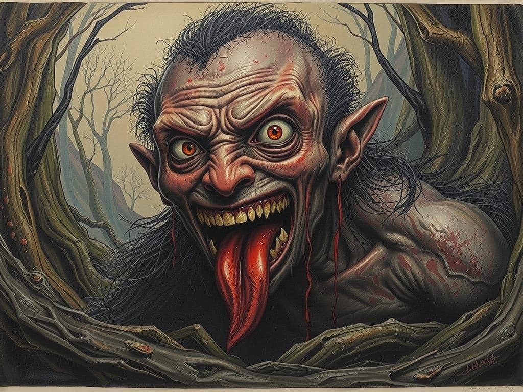 Infernal Red Demon in a Hellscape of Fire