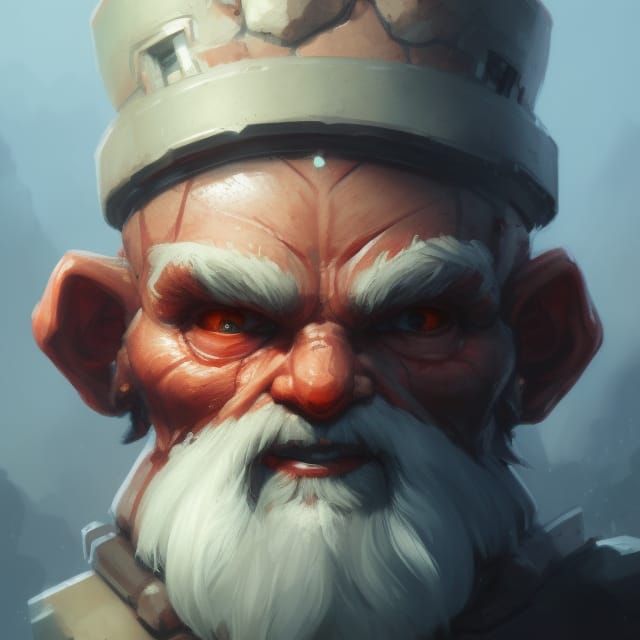 Cyborg Gnome Portrait in Hyperdetailed Digital Art