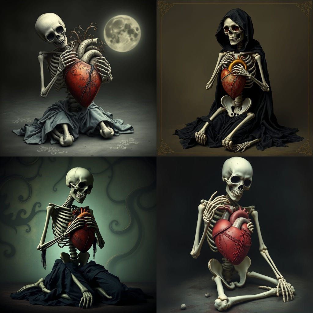 Ethereal Skeleton Makes Humble Offer with Art Nouveau Heart