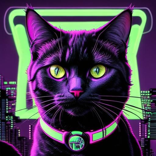 Synthwave Cats in Neon Retro Style