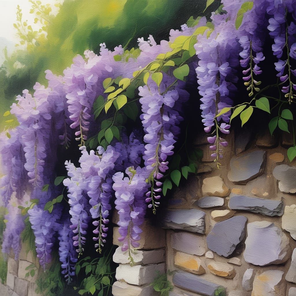 Dreamy Wisteria Vine in Impressionist Style