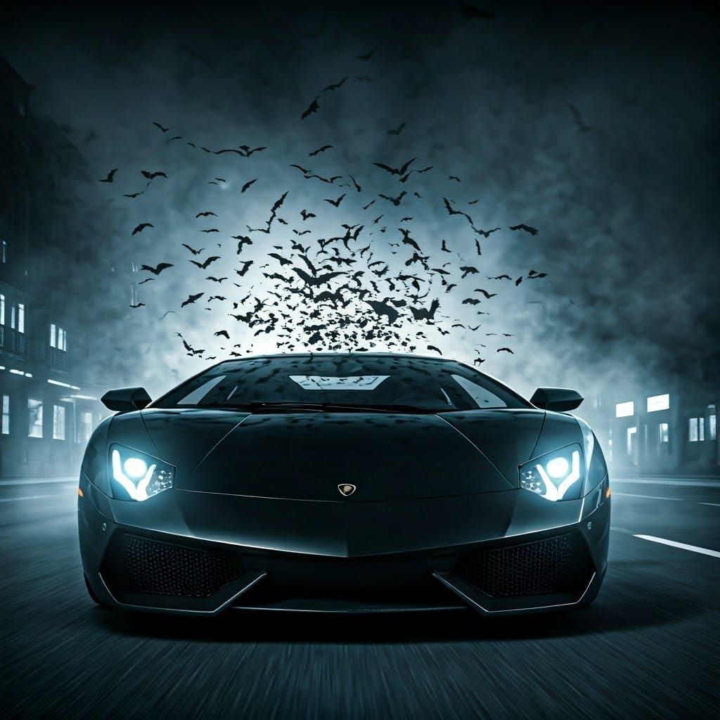 Lamborghini Murcielago in a Dark Futuristic Cityscape
