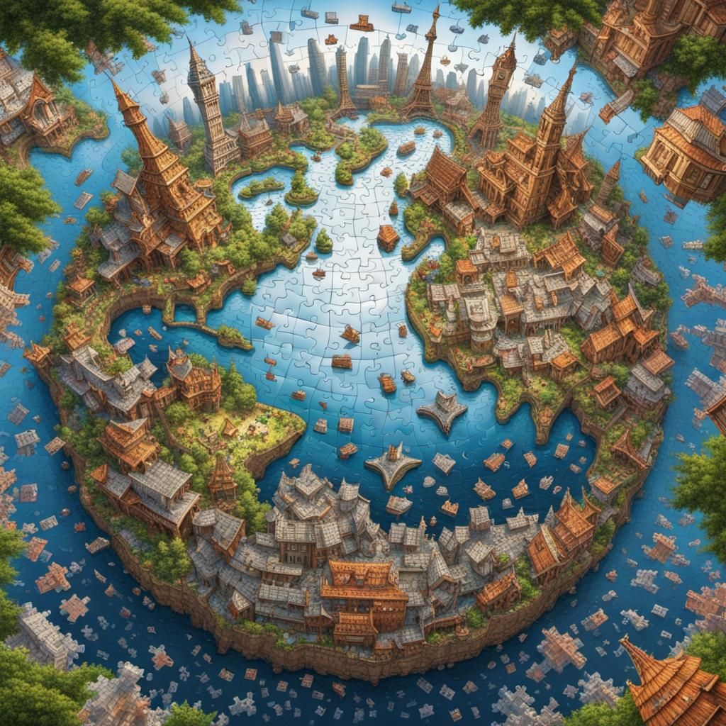 Hyperrealistic Jigsaw Puzzle World in 8K