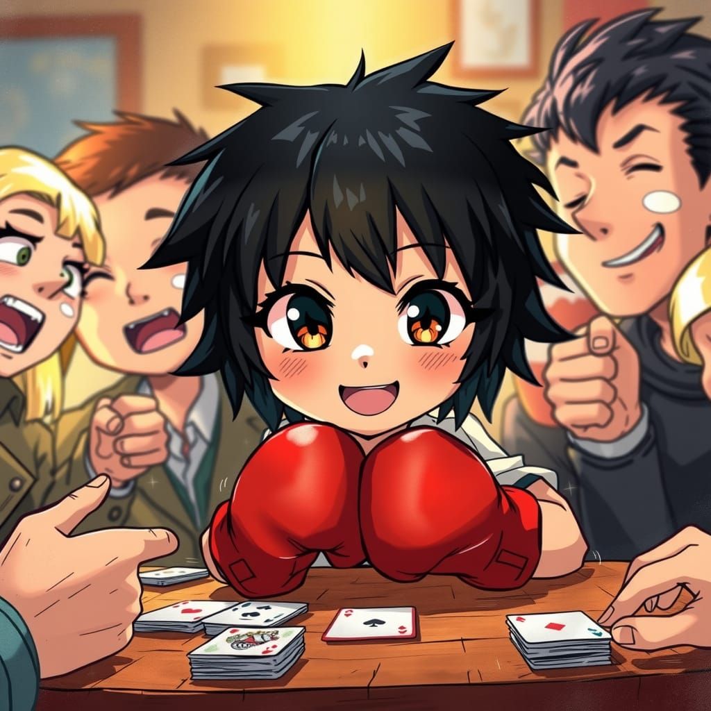 Chibi Boxer Playing Cards, Anime Key Visual Style