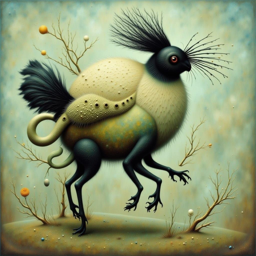 Cracked Impasto Cicada Song Landscape