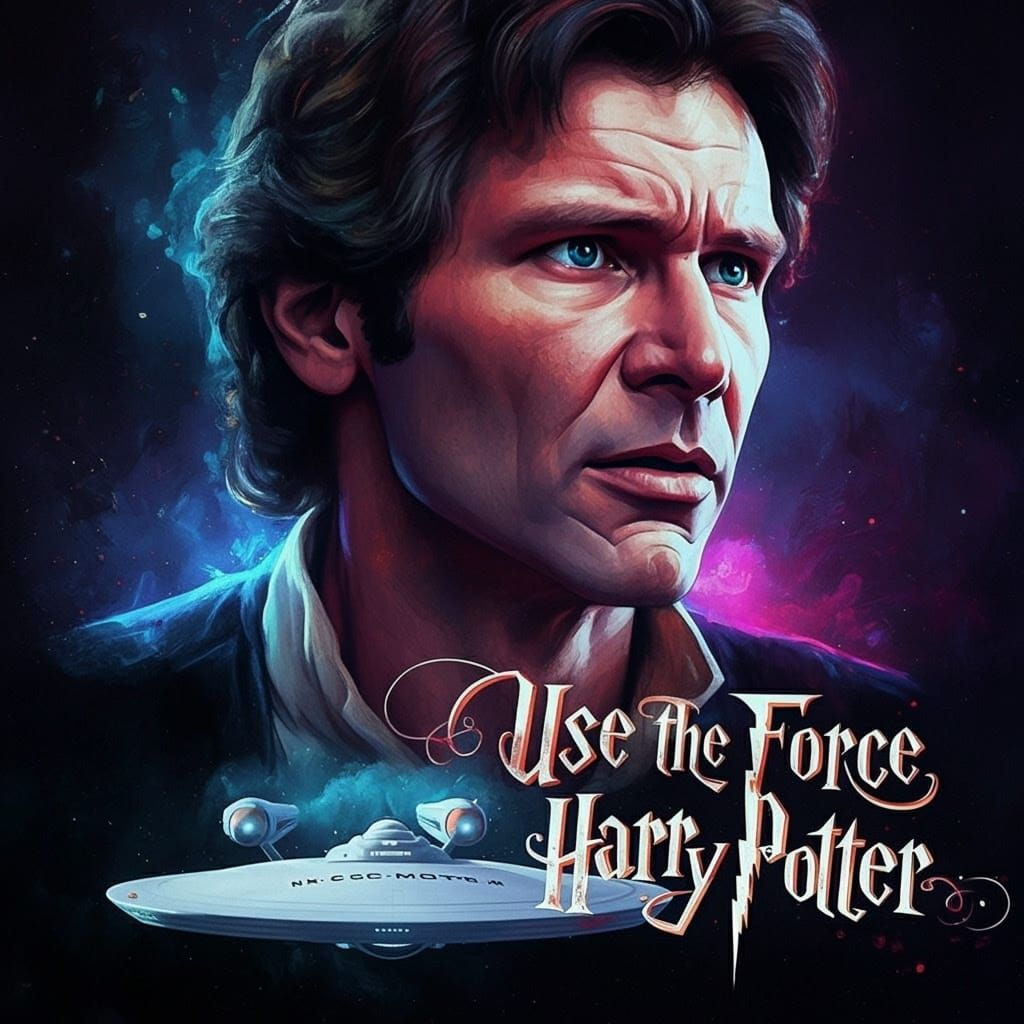 Epic Sci-Fi Mashup in Swirling Calligraphy