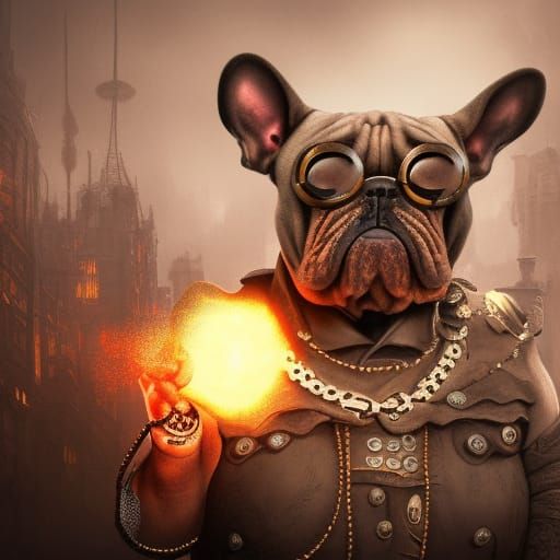 Steampunk Bulldog in Detailed Matte Painting