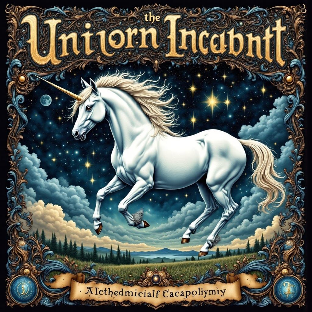 Ethereal Unicorn in Mystical, Dreamlike Scene