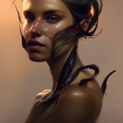 Intricate Portrait of Spider-Woman in Dark Fantasy Style