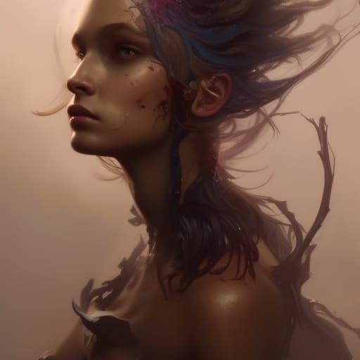 Woman-Spider Hybrid Portrait in Dark Fantasy Style