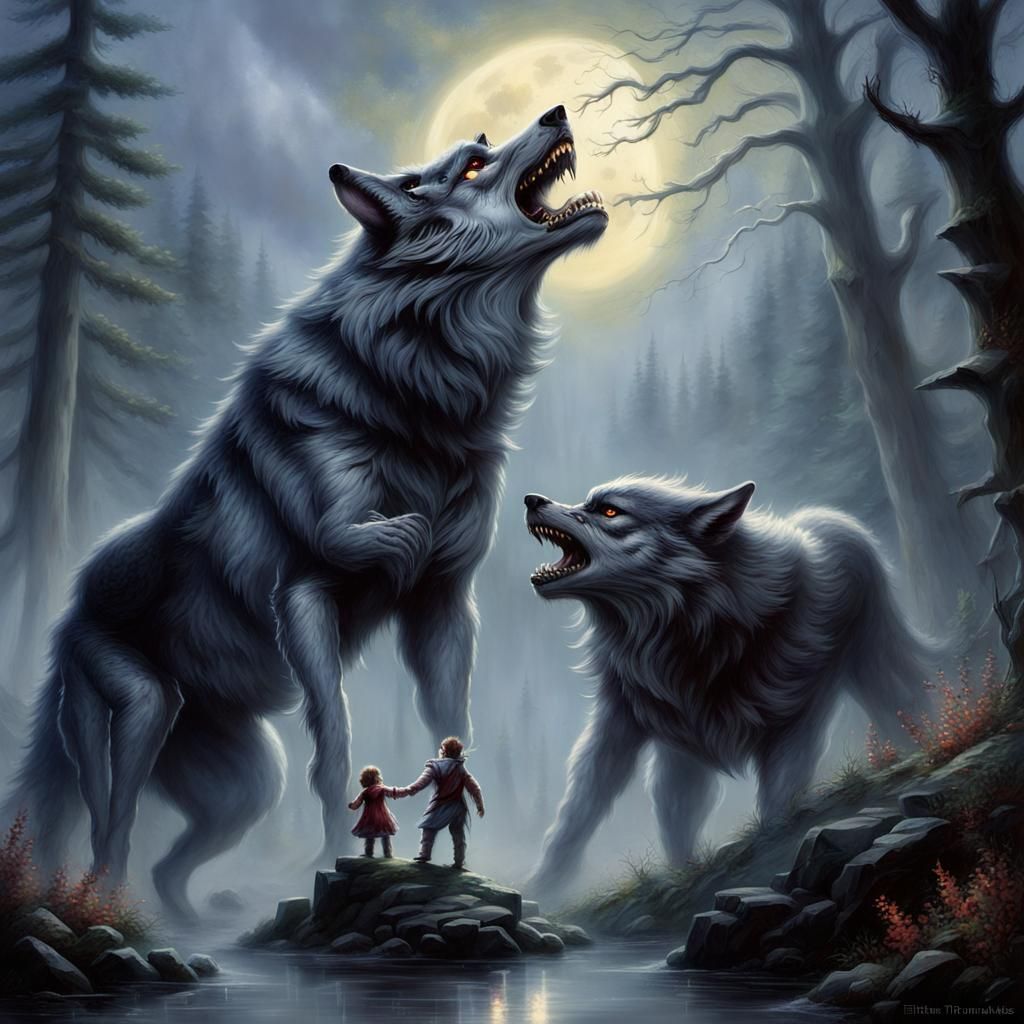 Ethereal Fantasy Werewolf in Hyperdetailed Mist