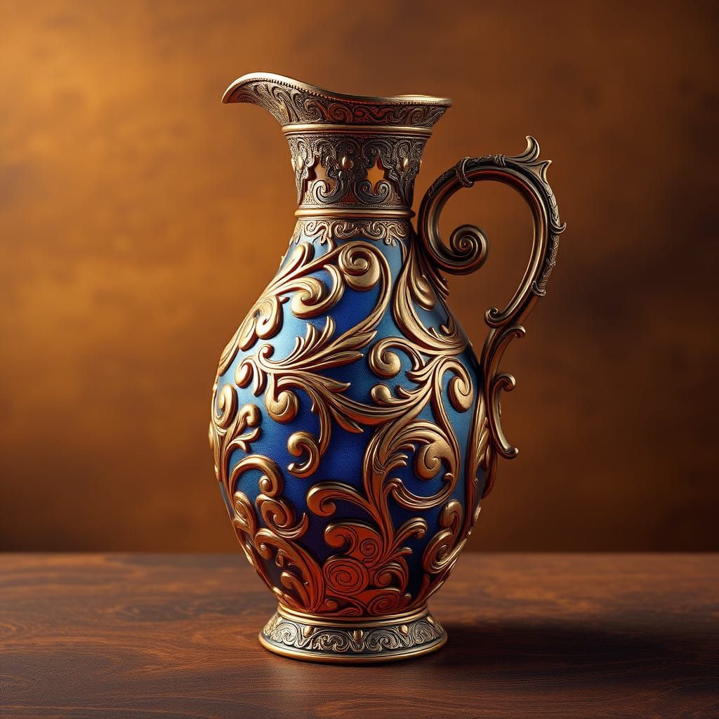 Surreal Lanzarote Island Vessel in Golden Brown and Deep Blu...