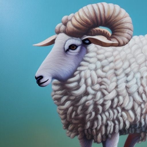 Armored Cotswold Sheep in Oil Painting Style