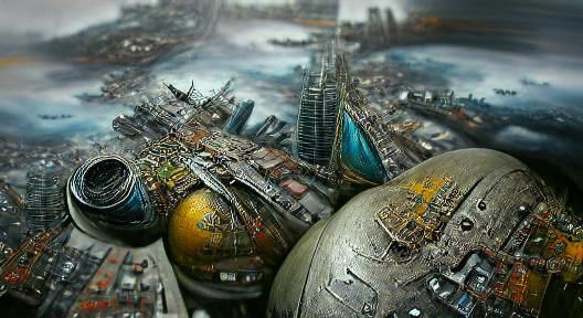 Futuristic City from Space in Hyperrealism