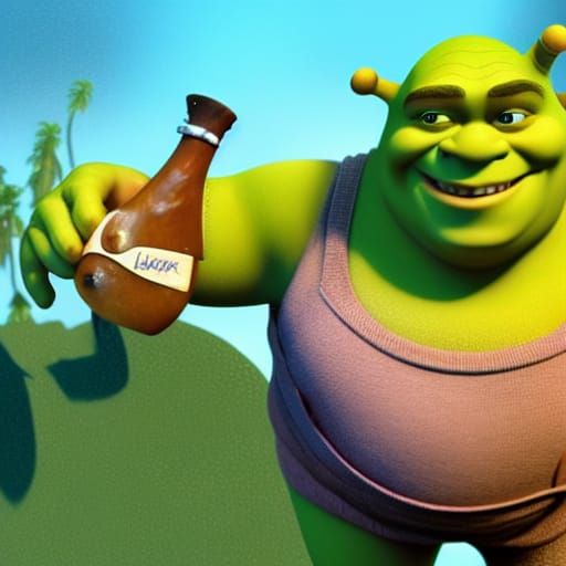 Shrek in Bikini: Pixar-Style 3D Art