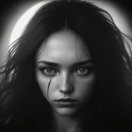 Ethereal Woman in Shadow of Solar Eclipse