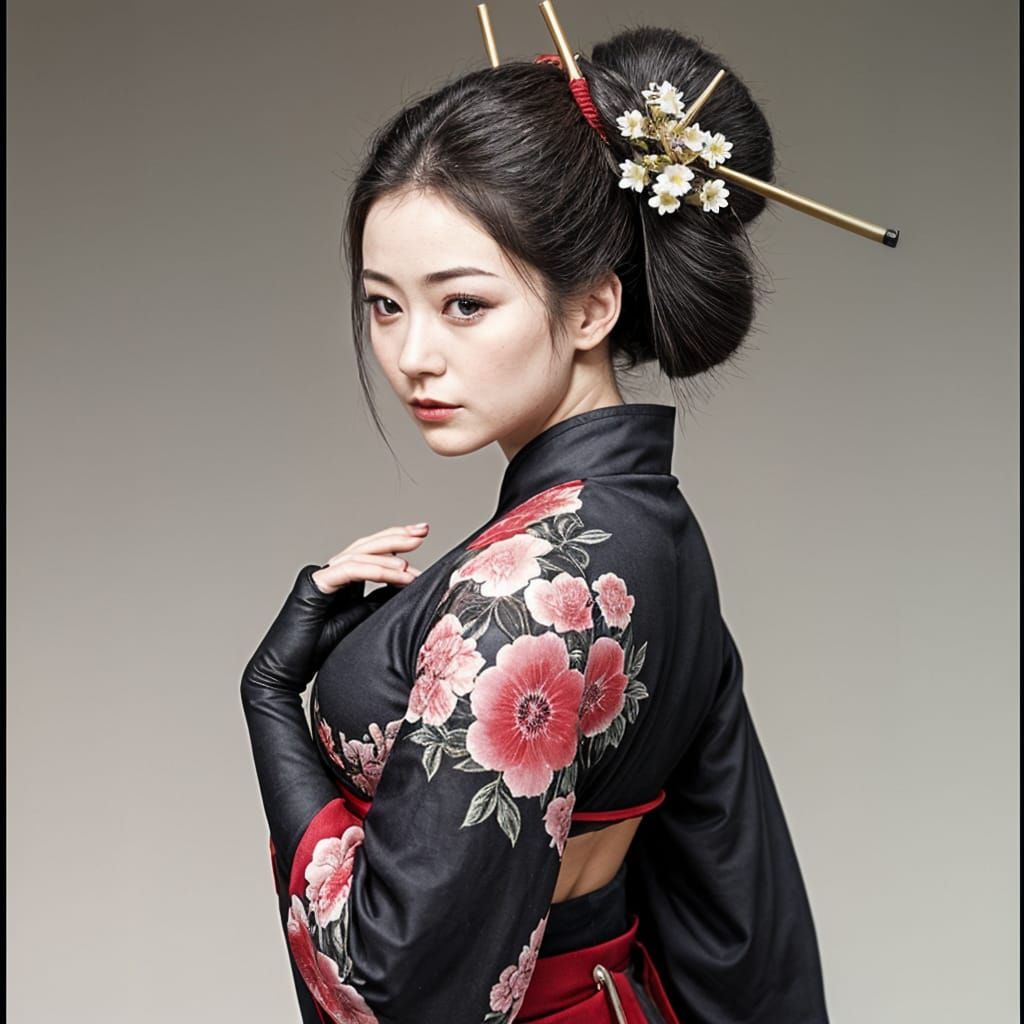 Elegant 18th Century Japanese Female Warrior