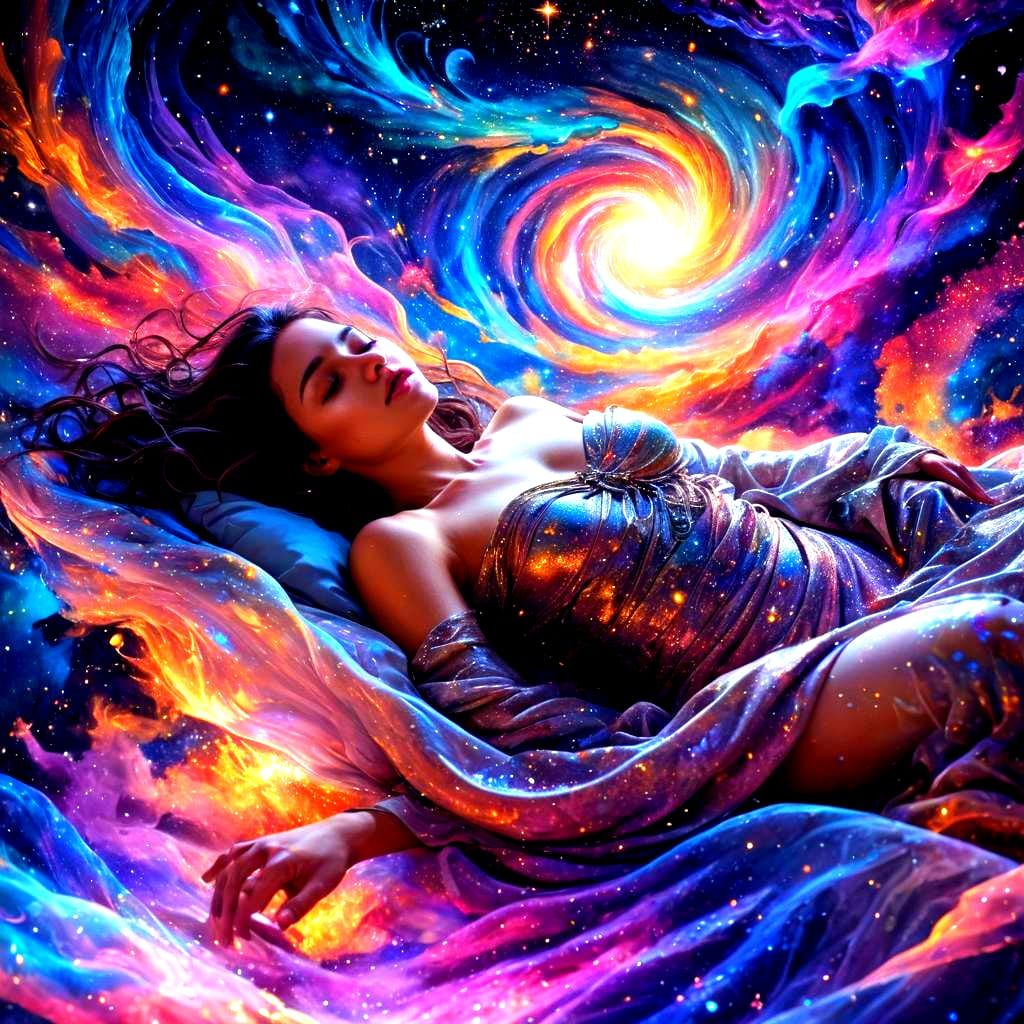 Cosmic Dreams: An Astral Mixed Media Illustration