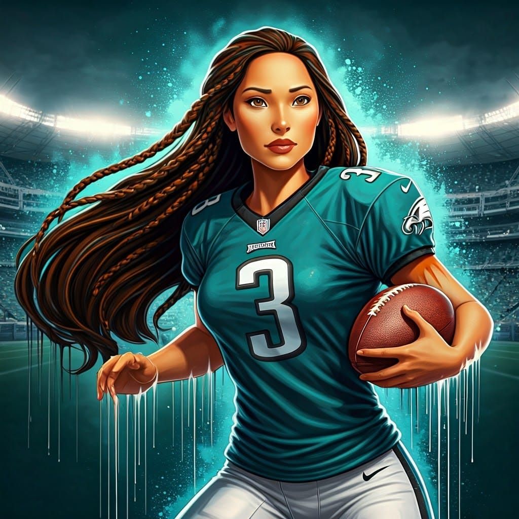 Intricately Braided Pocahontas NFL Player in Philadelphia Ea...