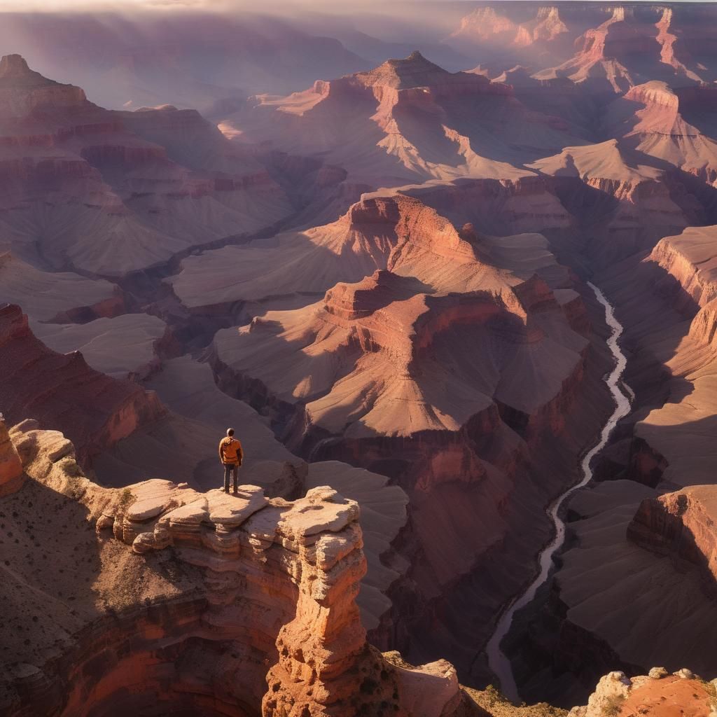 Grand Canyon Sunrise: Orange Light and Violet Clouds