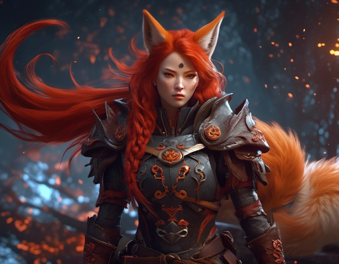 Kitsune Girl Portrait in RPG Style