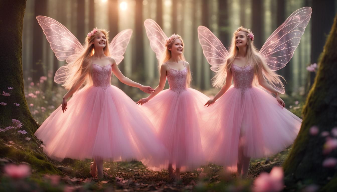 Smiling Fairies Ballet in Ethereal Forest, 8K
