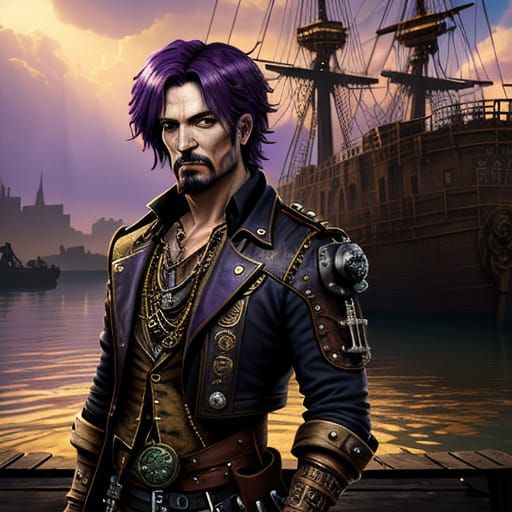 Steampunk Pirate Jesus Christ on Rustic Dock