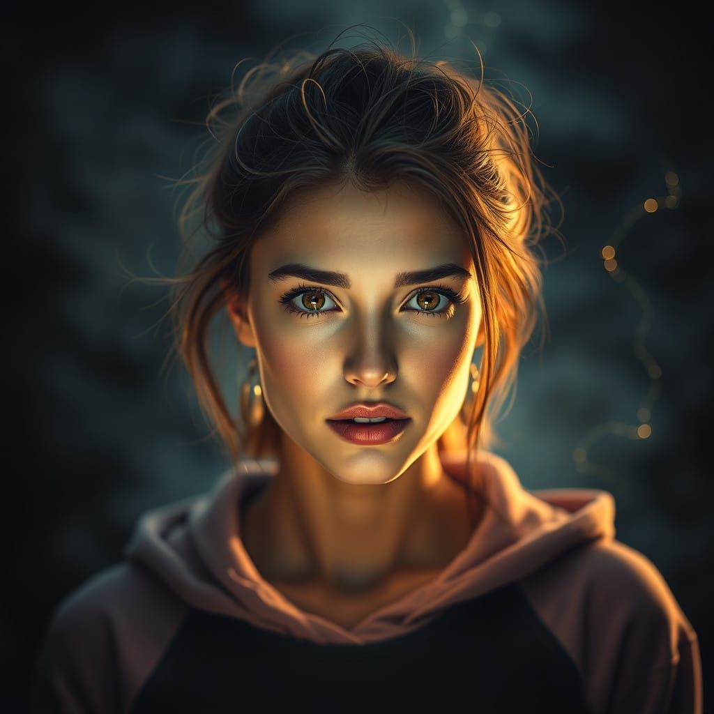 Radiant Woman in Electrifying Glow