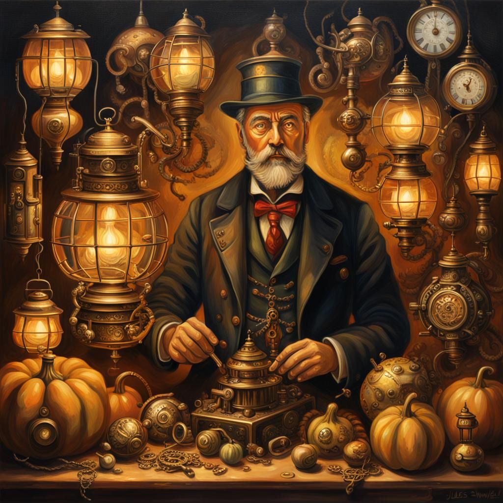 Steampunk Pumpkin Modder in Golden Light