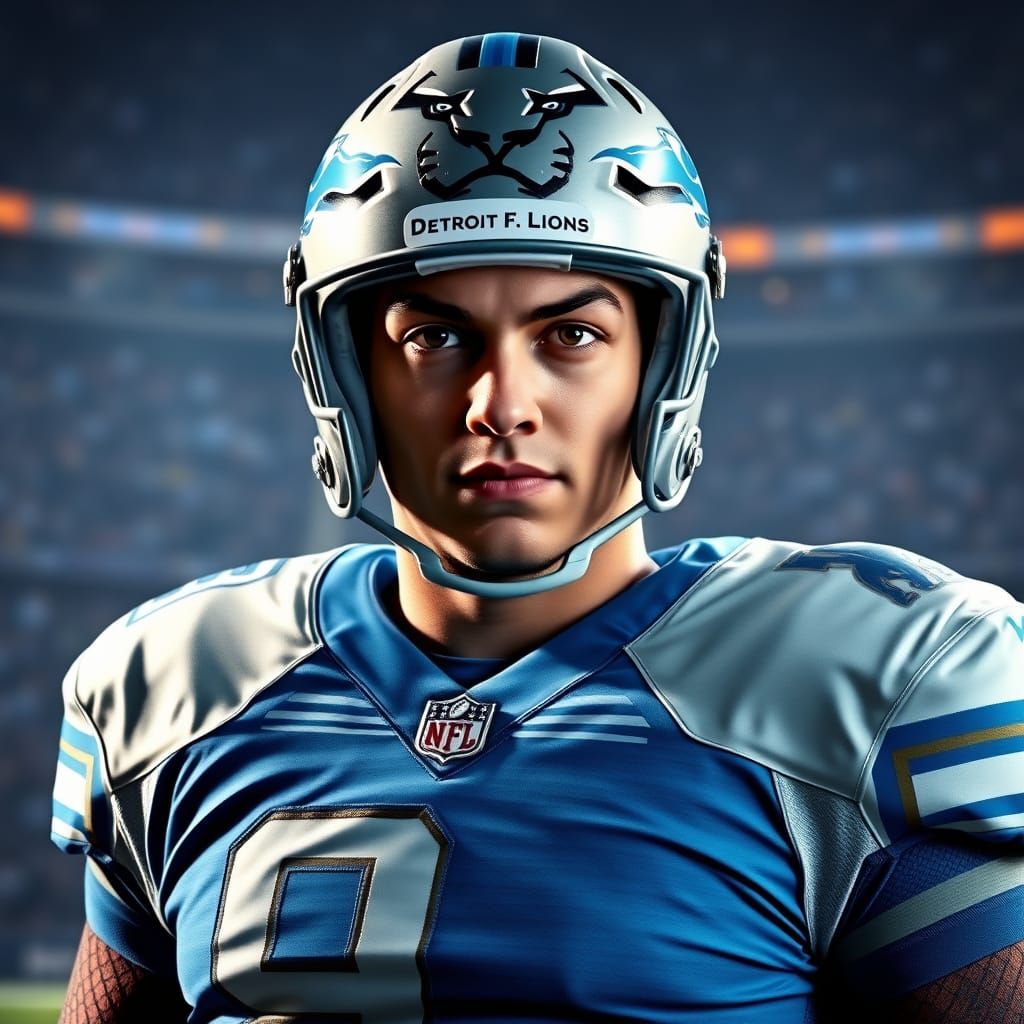 Eminem as Detroit Lions Football Player in Hyper-Realistic P...