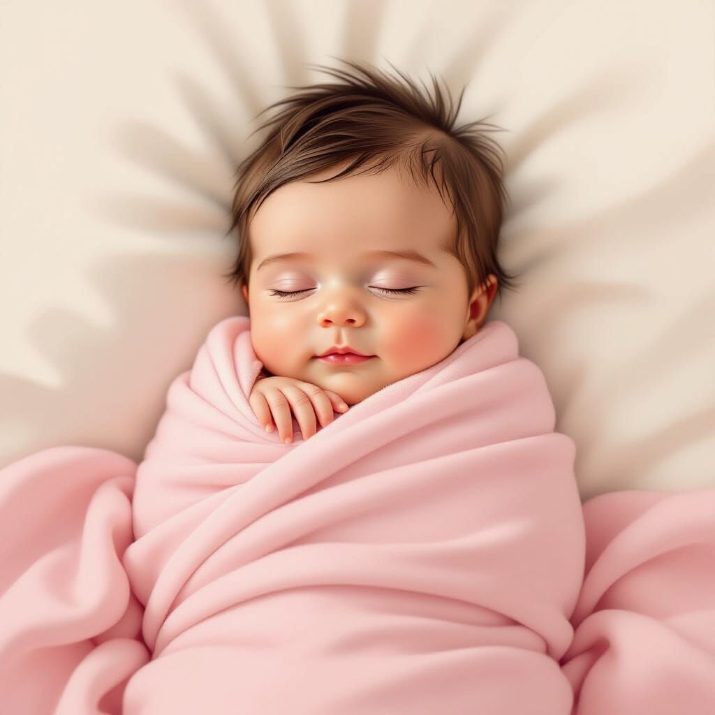 Serene Newborn in Pastel Comic Book Style