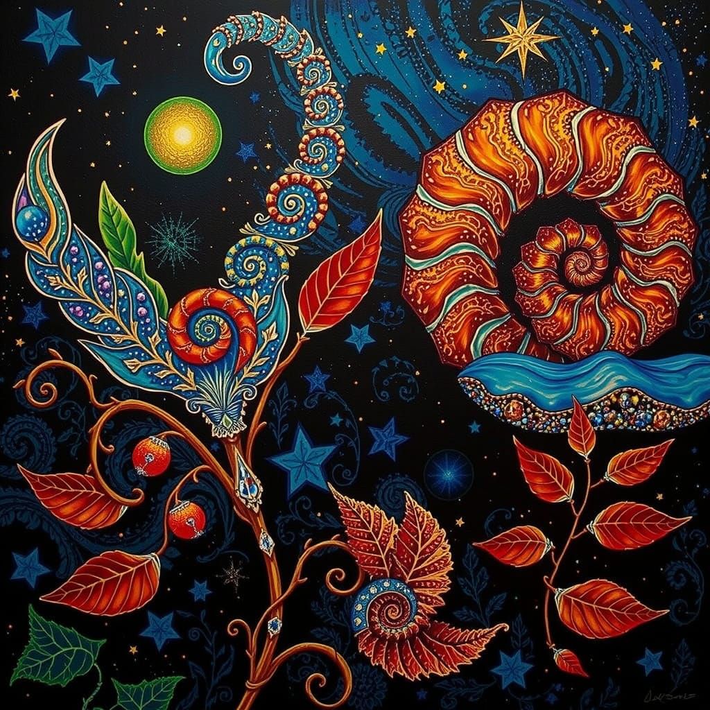 Beautiful Nautilus Curves in Starry Night Macro