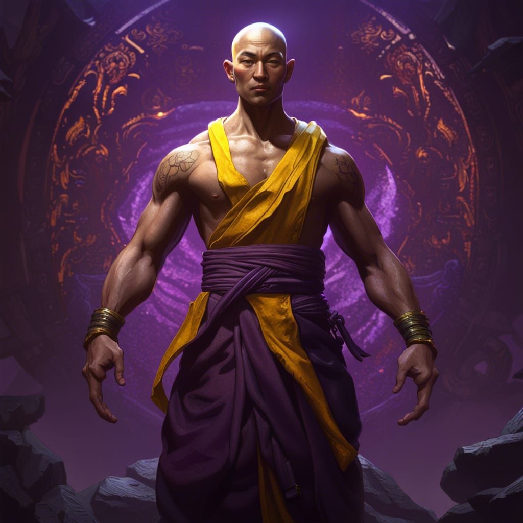 Muscled Asian Monk: Dark Fantasy Concept Art