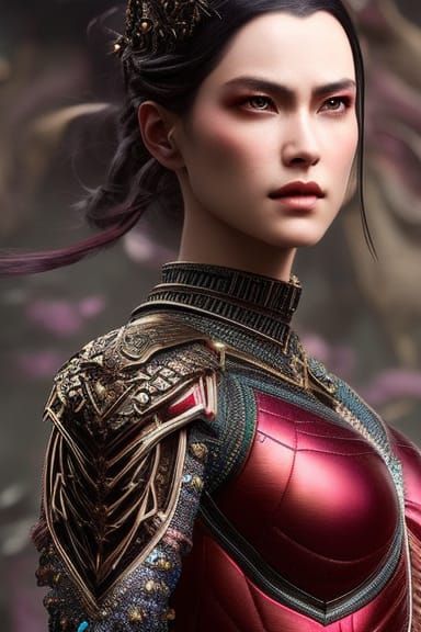 Fierce Assassin in Jewel Armour: Digital Portrait