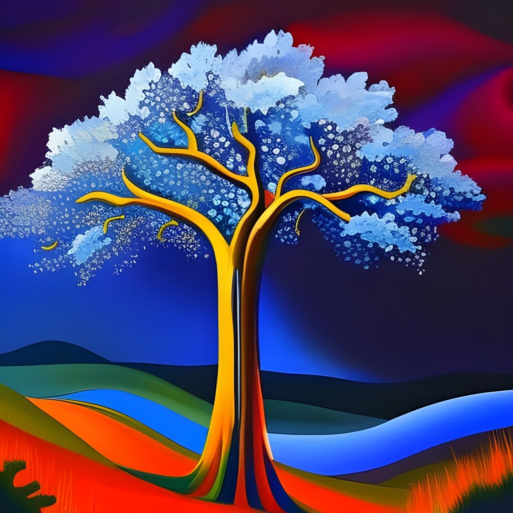 Tree of Life: Gouache Impressionist Garden of Eden