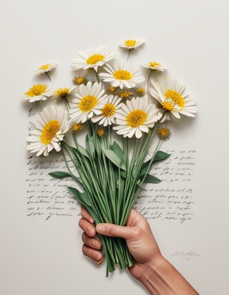 Pressed Daisies on Vintage Parchment