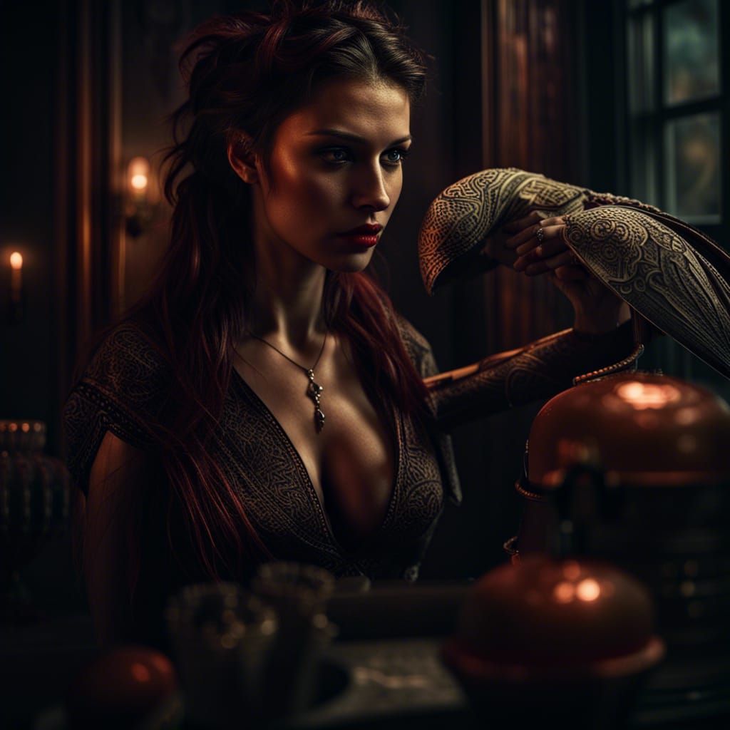 Lilith Seduces a Lonely Man: Hyperrealistic Image