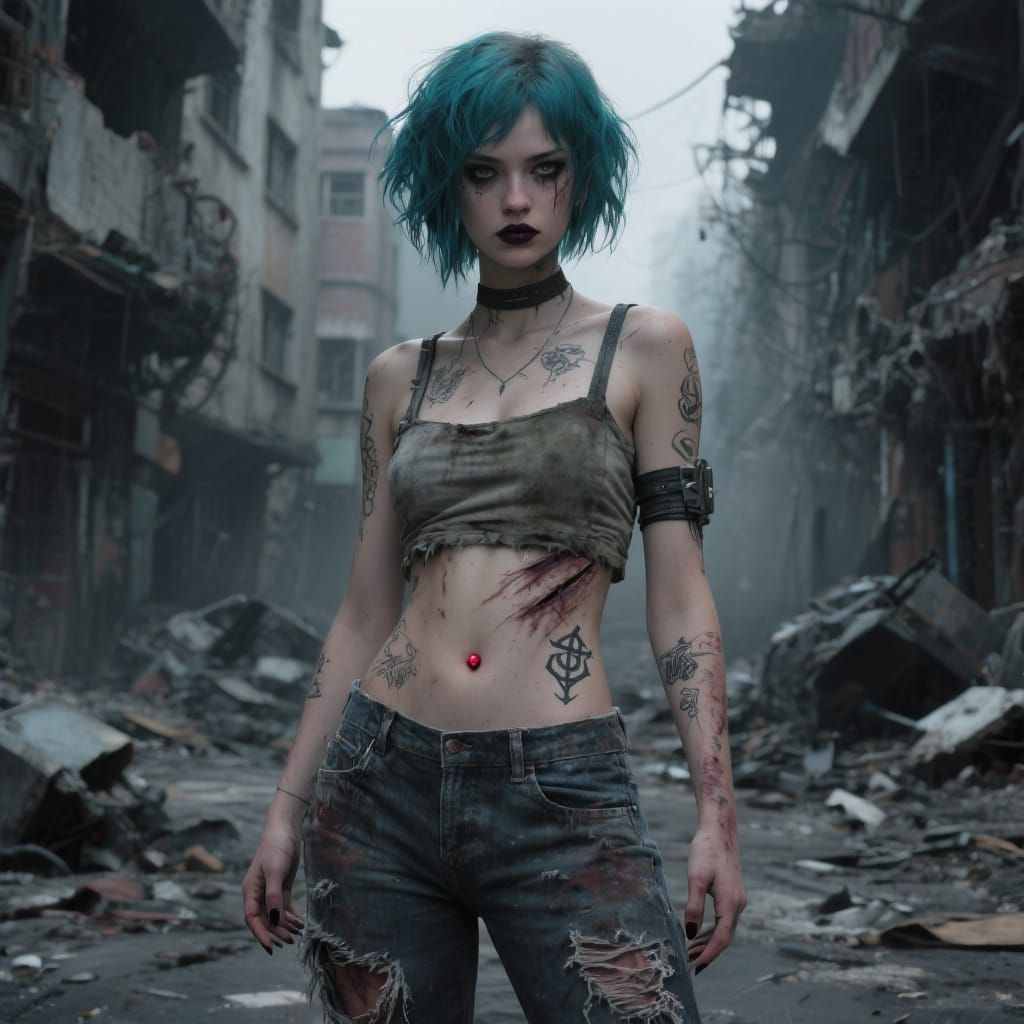 Dystopian Rebel Portrait in Ash Thorp Style