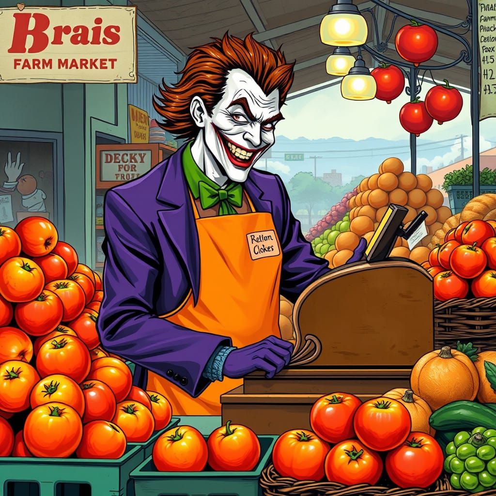 Chaos Reigns at the Farmers Market in Vibrant Comic Book Sty...
