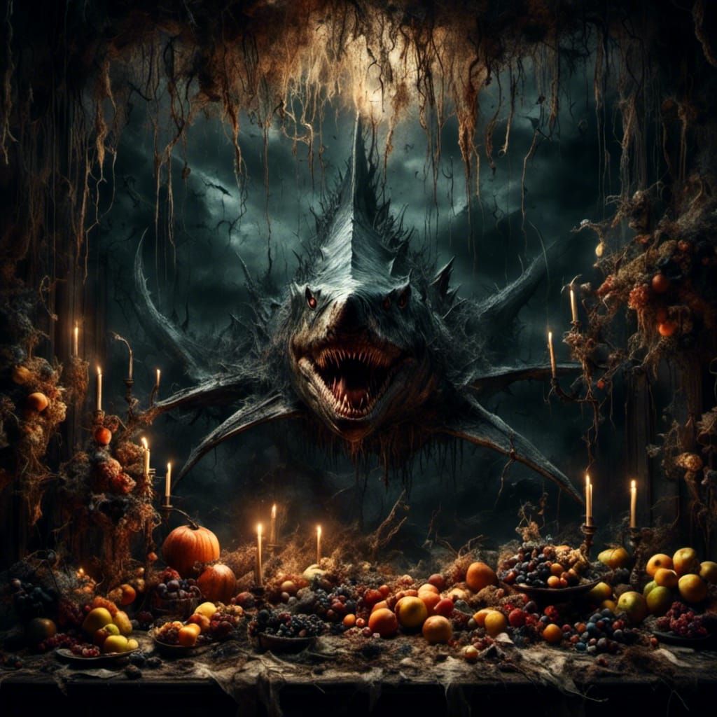 Zombie Shark in Horror Style by Rutkowski and Doré