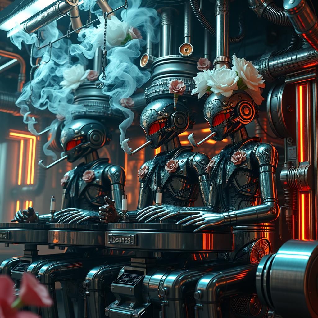 Surreal Sci-Fi Bar Scene with Mannequins in 3D