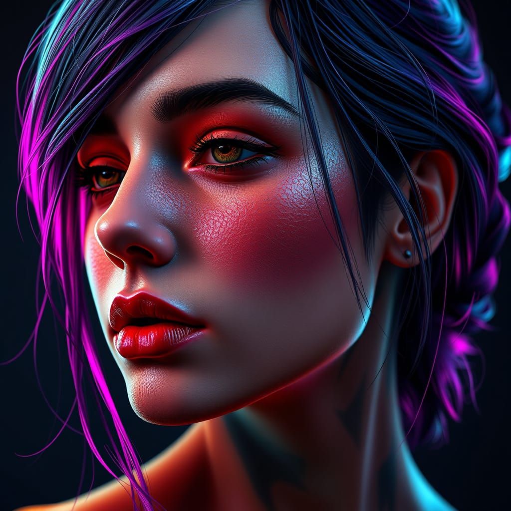 Detailed Portrait with Dynamic Lighting in Art Nouveau Style