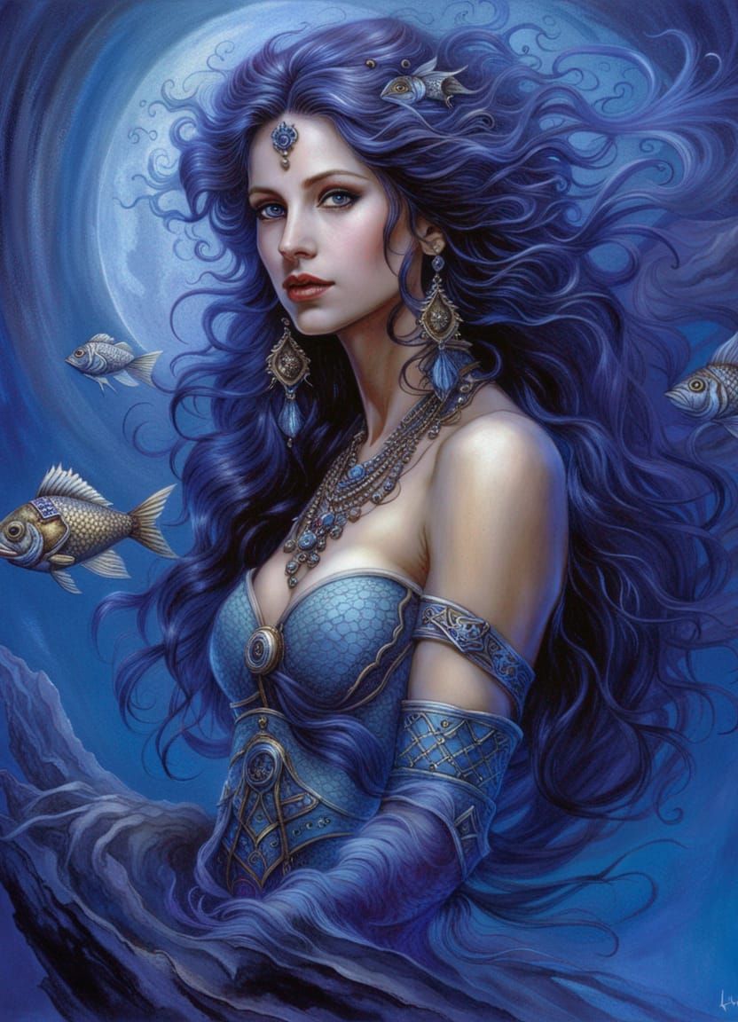 Fish Goddess Pisces in Digital Art Style