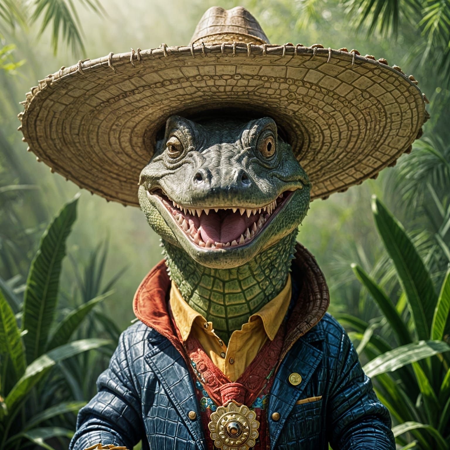 Alligator Wearing a Sombrero Hat