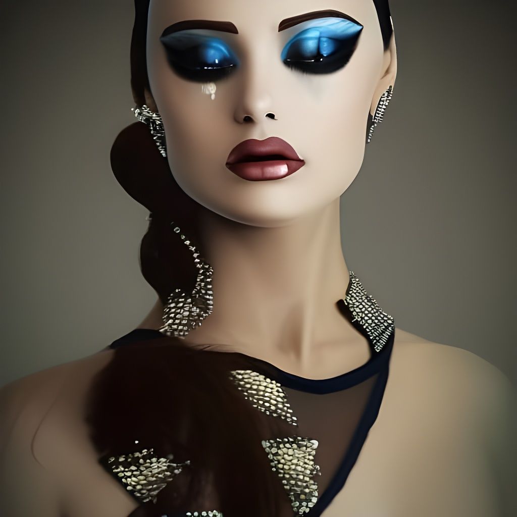 Dramatic Black Swan Ballerina Portrait in Digital Art Style