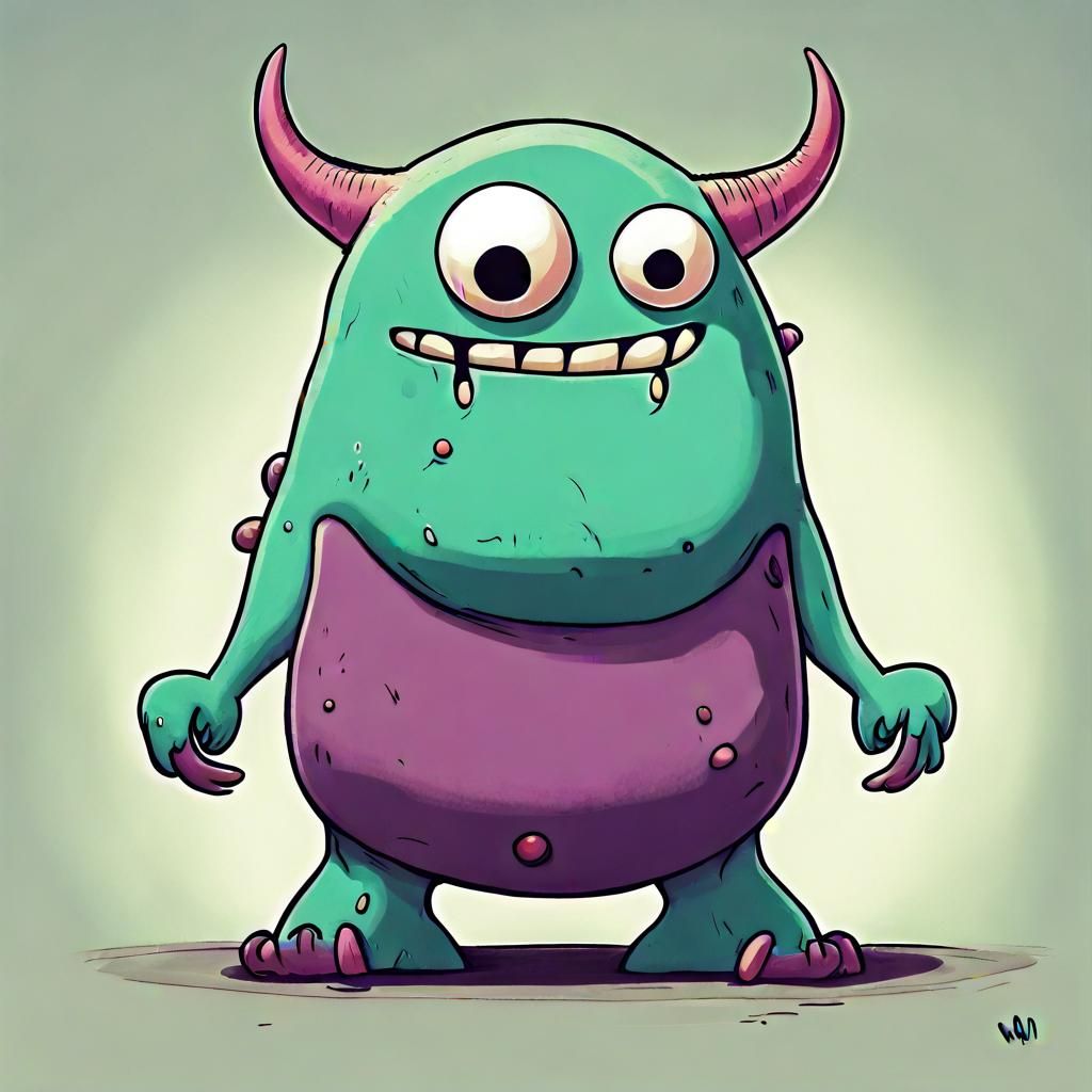 Funny Armless Cartoon Monster